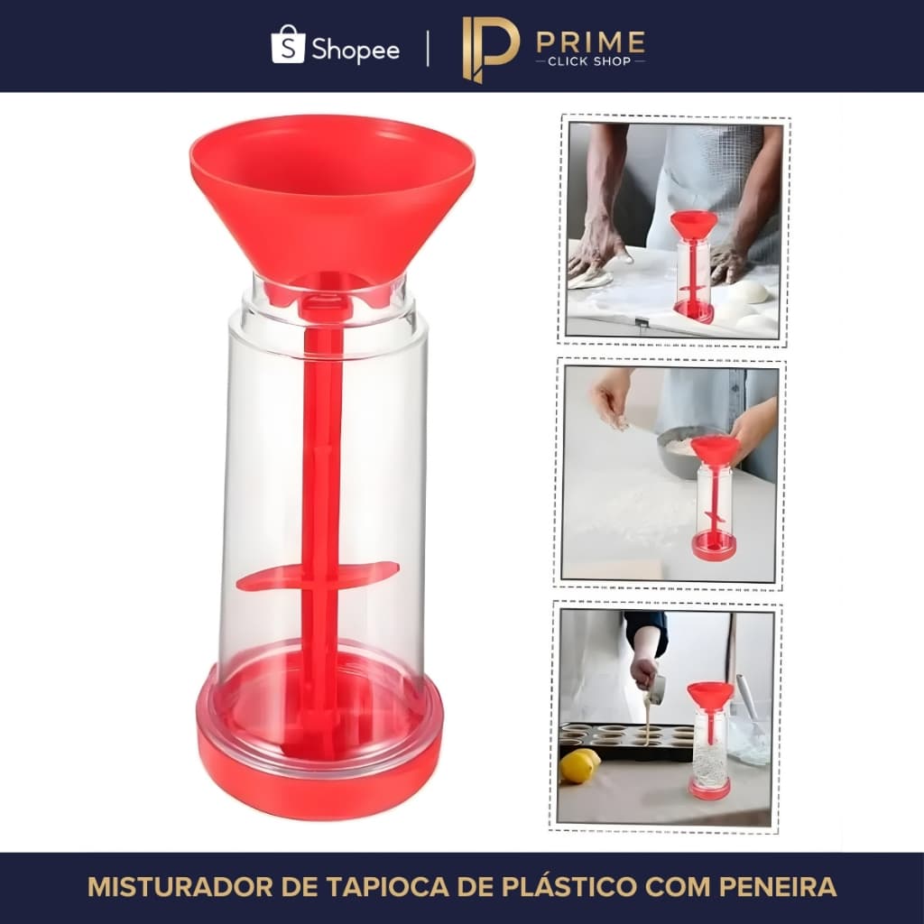Misturador De Farinha Com Peneira Polvilhador Para Tapioca Bolo Açúcar Manual Prático 500g 🧁