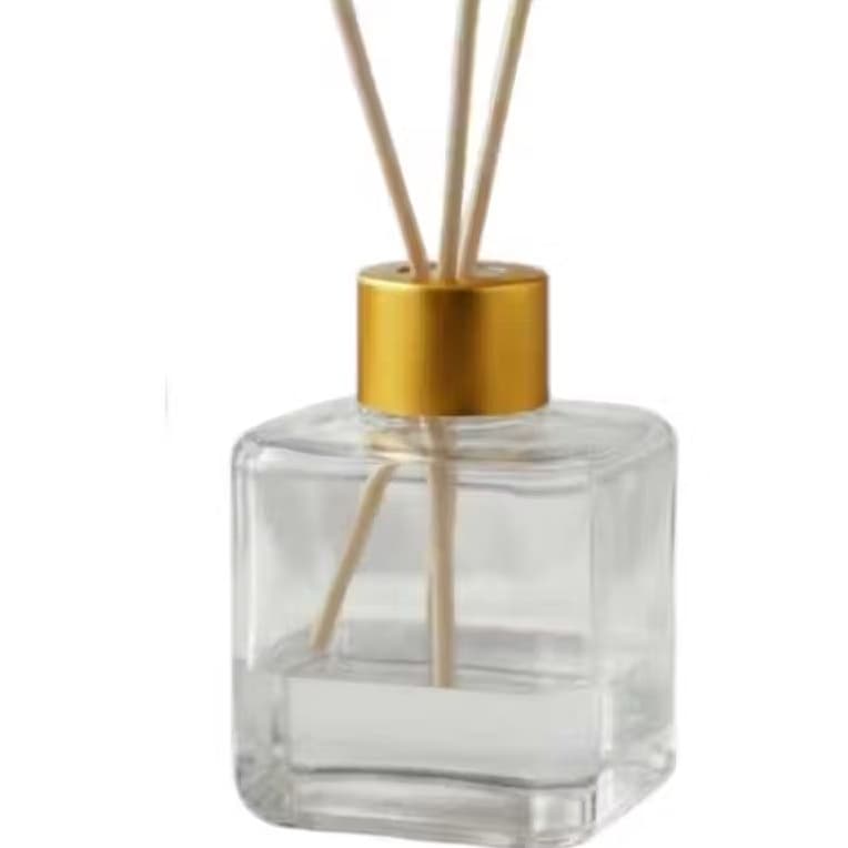 KIT - 10 UNIDADES FRASCO PET CUBE 200ML COM TAMPA DIFUSOR LUXO OURO E VARETAS DE QUALIDADE PARA AROMATIZADOR DE AMBIENTE