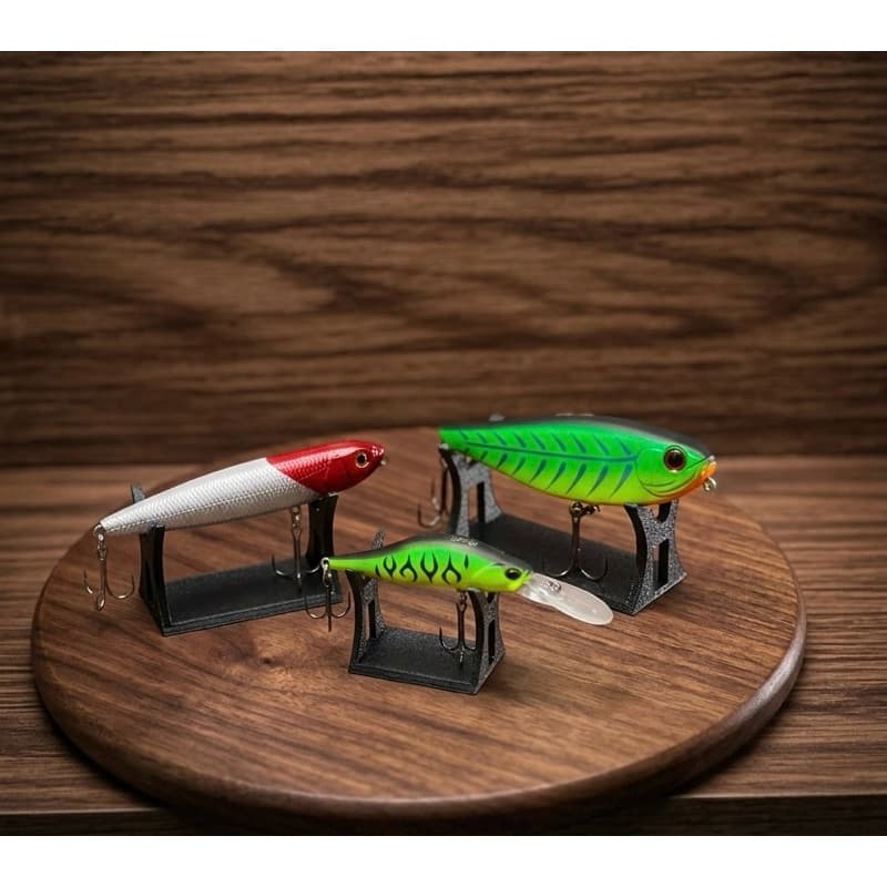 Expositor de isca artificial Suporte de exibição de iscas - Kit com 3 suportes de iscas em 3D