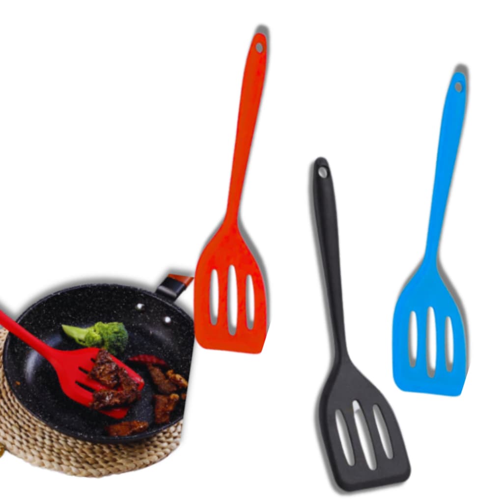 Combo 5 Espátula Chapeiro De Silicone Vazada Para Fritura Variáveis utilidades Premium
