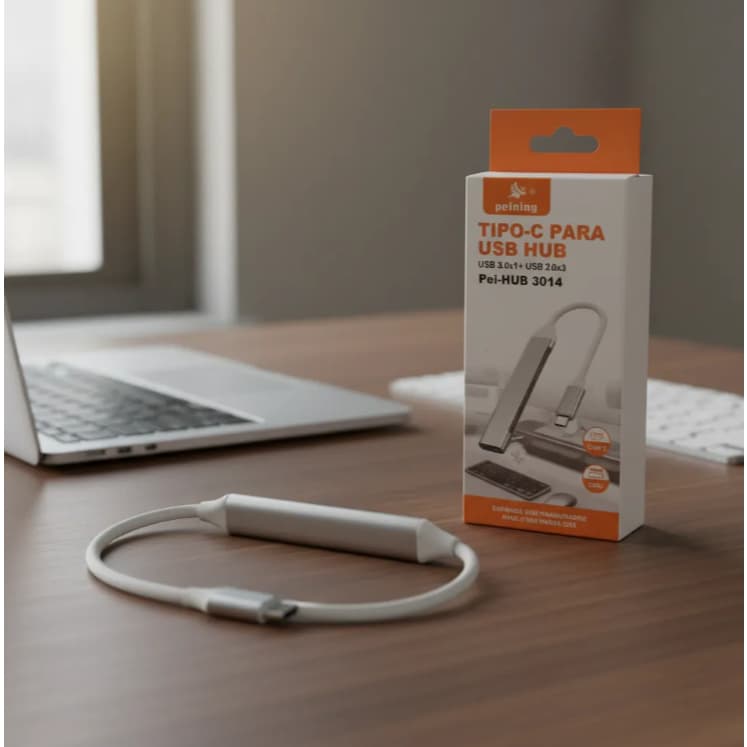 Hub Usb Type-c 4 Portas Usb 3.0x1 + Usb 2.0x3 Para Notebooks e Celulares