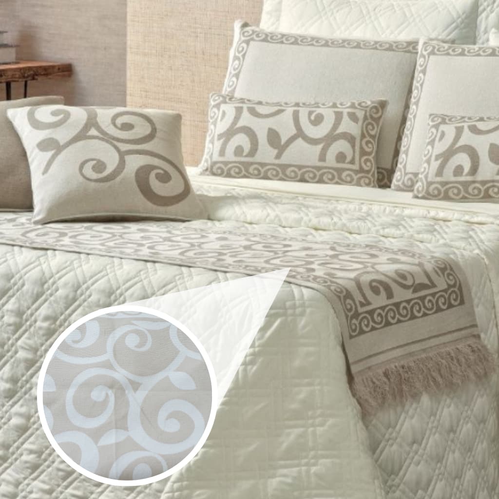 Xale Peseira Decorativo Com Franja Turin Jacquard Estampado 2,00m X 45cm Qualidade Premium