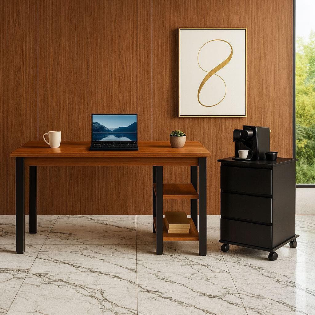 Kit Mesa Office De Escritório + Organizador Gaveteiro De Mesa 3 Gavetas Moderno