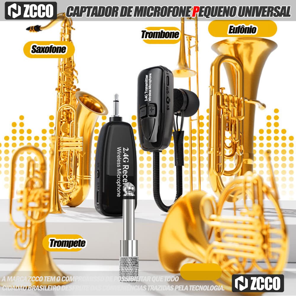 ZCCO Microfone para Saxofone e Instrumentos de Sopro – Profissional, Portátil e com Som de Alta Qualidade