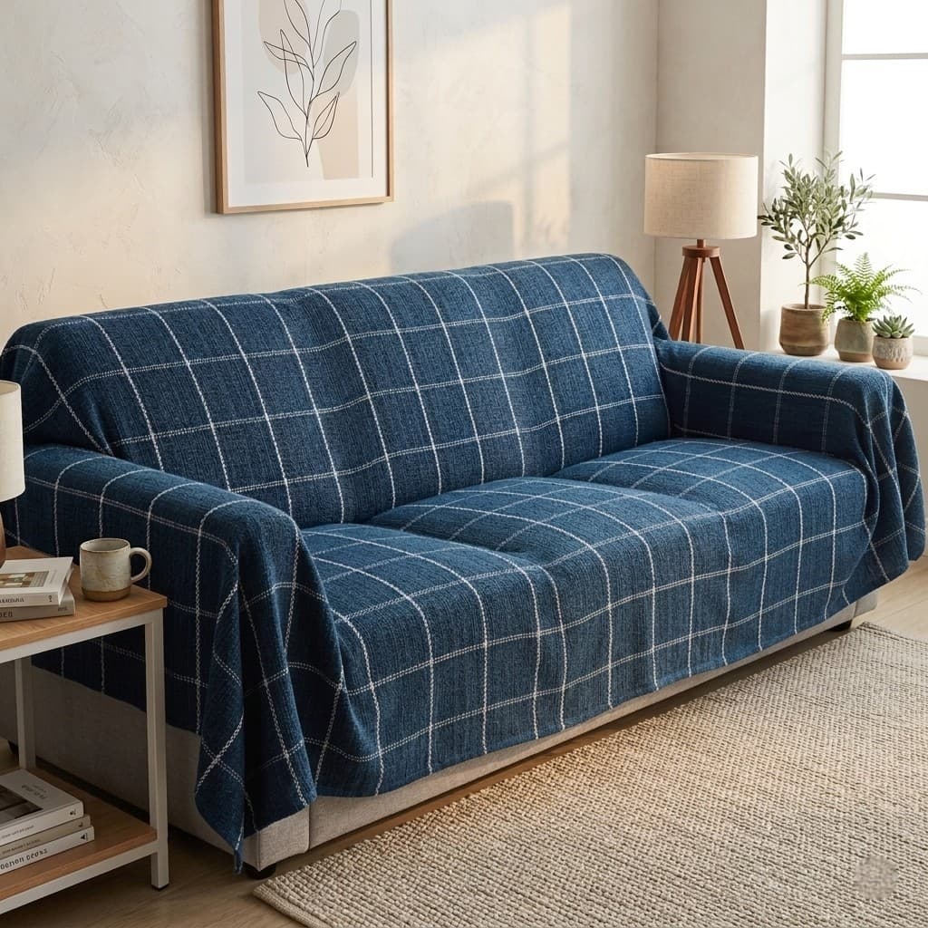 Manta Grande Para Sofá Listrada 240x180cm Decorativa Protetora e Higiênica Cama Decoração