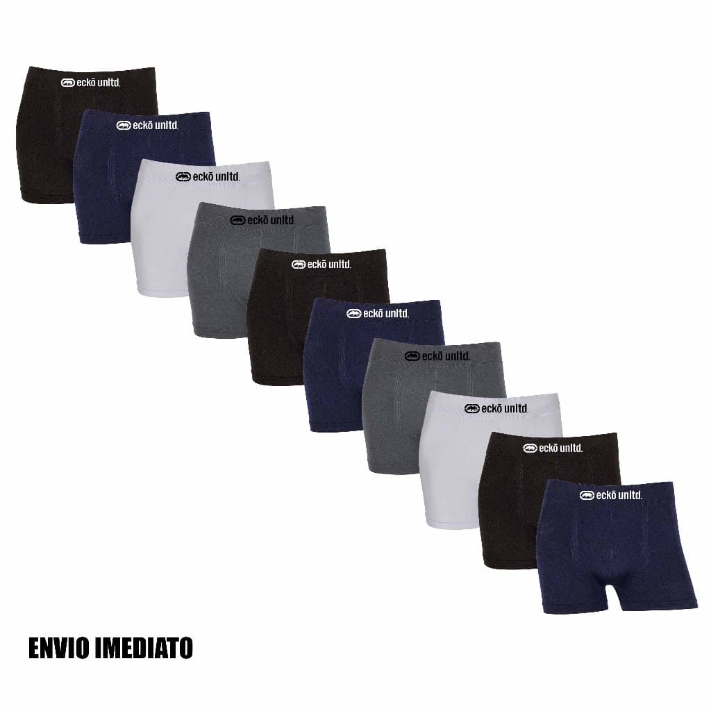 Kit 5 ou 10 cuecas boxer Ecko Originais Microfibra confortáveis Sem Costura