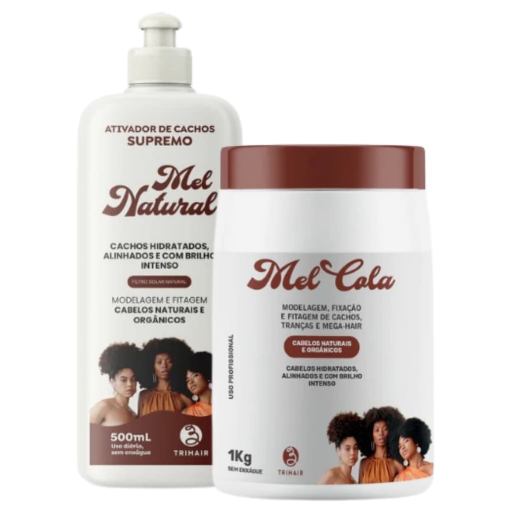 Kit Ativador Mel Natural + Mel cola 1kg Modelagem Trihair