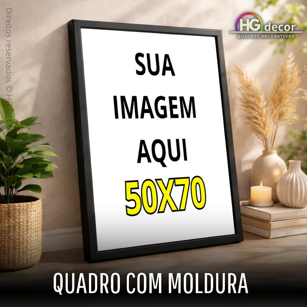 Quadro PERSONALIZADO Grande Com Moldura Preta 50 x 70 Personalizamos Com Sua Imagem Retrato Família