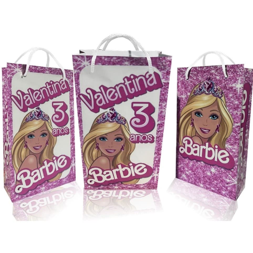 Lembrancinha Sacola surpresa Aniversário Festa Barbie c/ 10 Unidades