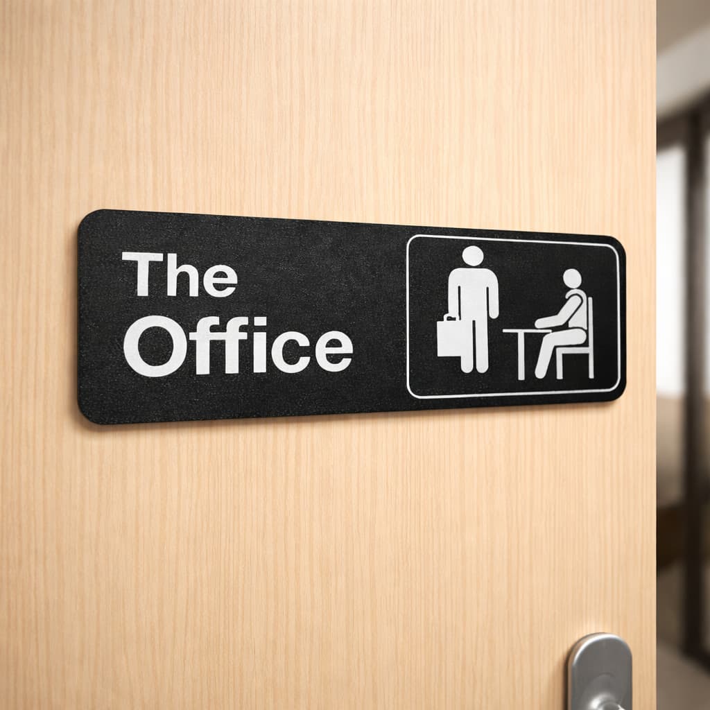 Placa Decorativa "The Office" Dunder Mifflin | Para Porta Escritório | Decoração Geek Série The Office | 20 cm x 8,5 cm
