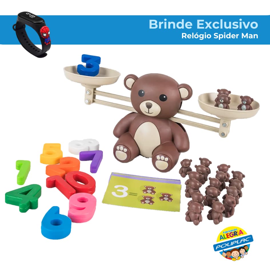 Balança Didática Infantil Poliplac Aprenda Matemática + Brinde Super Exclusive Spider Man