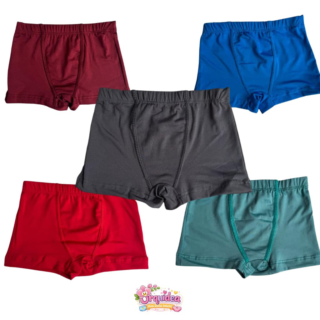 Kit Cueca Infantil Masculina Lisa 5 Peças Algodão Macio, Confortável, Respirável, Alta Durabilidade