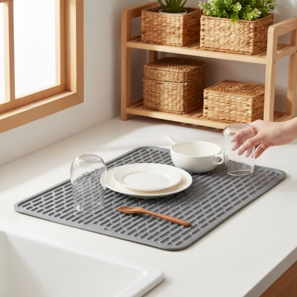 Tapete Escorredor de Silicone 40cm Pia Bancada Antiderrapante Preto - Praticidade e Higiene