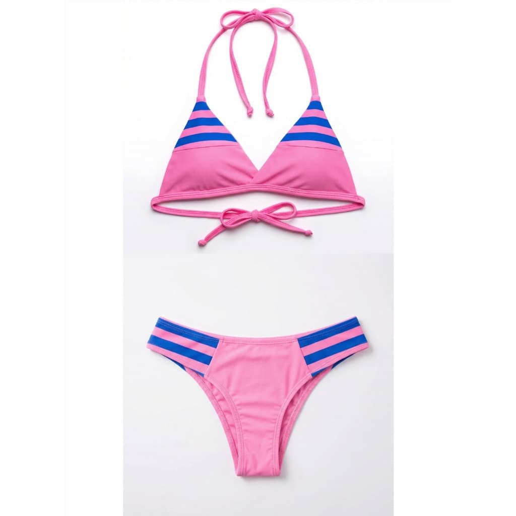 Conjunto Biquíni Juvenil Estampado Liso Amarração Contém Bojo  Calcinha Forrada Verão Praia Piscina