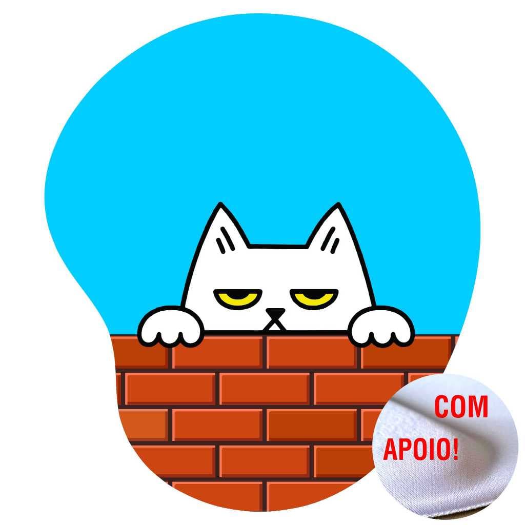 Mouse Pad Ergonômico Gatinhos Escondidos Gato com Apoio Punho Gota