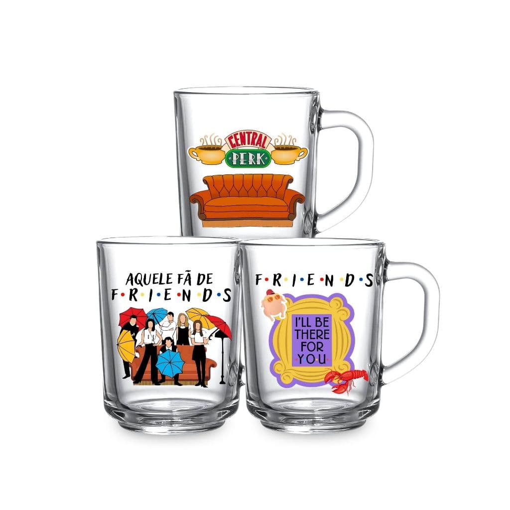 Kit 3 Canecas Personalizada Coleção Série Friends 225ml Resistente