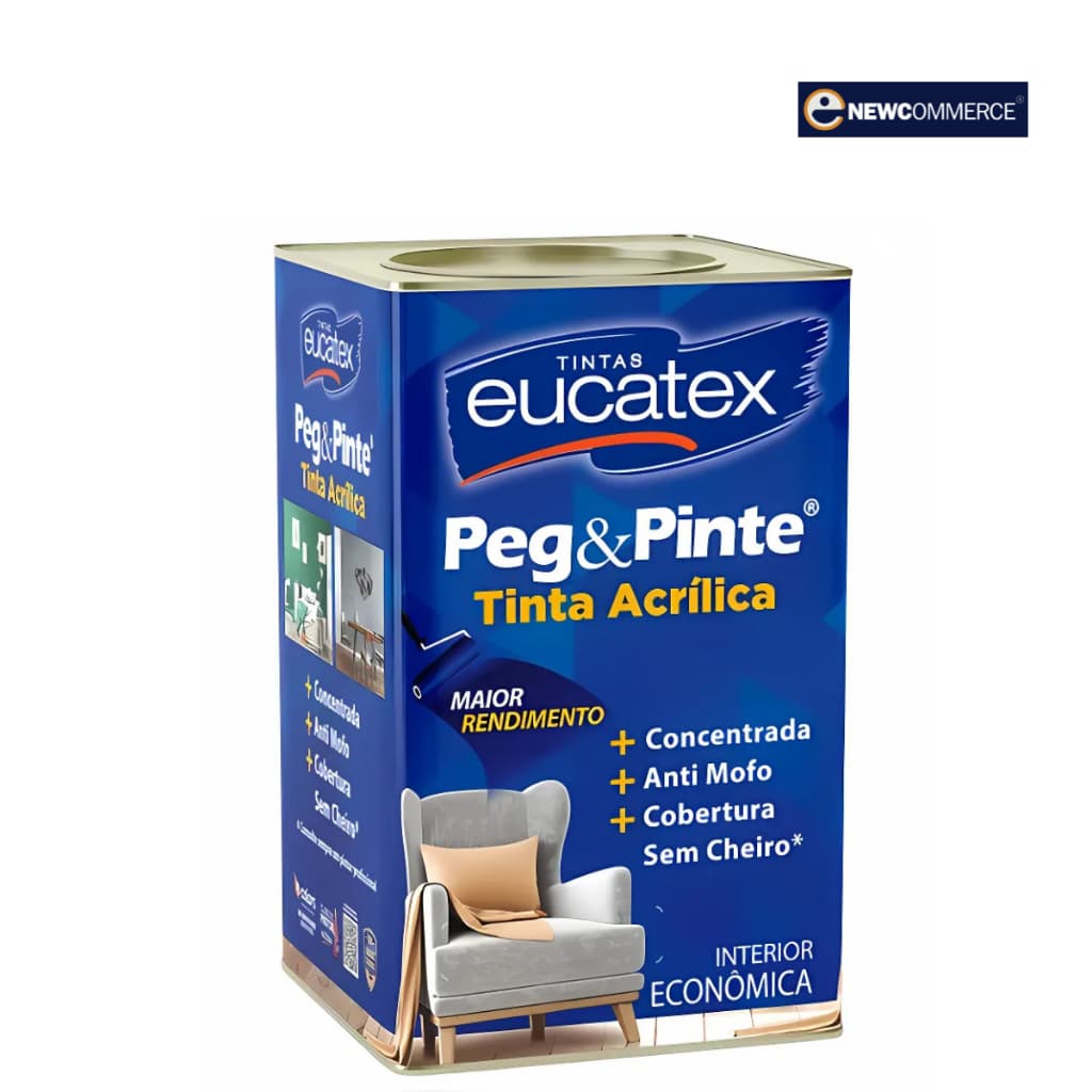 Tinta Eucatex Acrilica Pintura Parede de Interiores Peg E Pinte 18l Cores