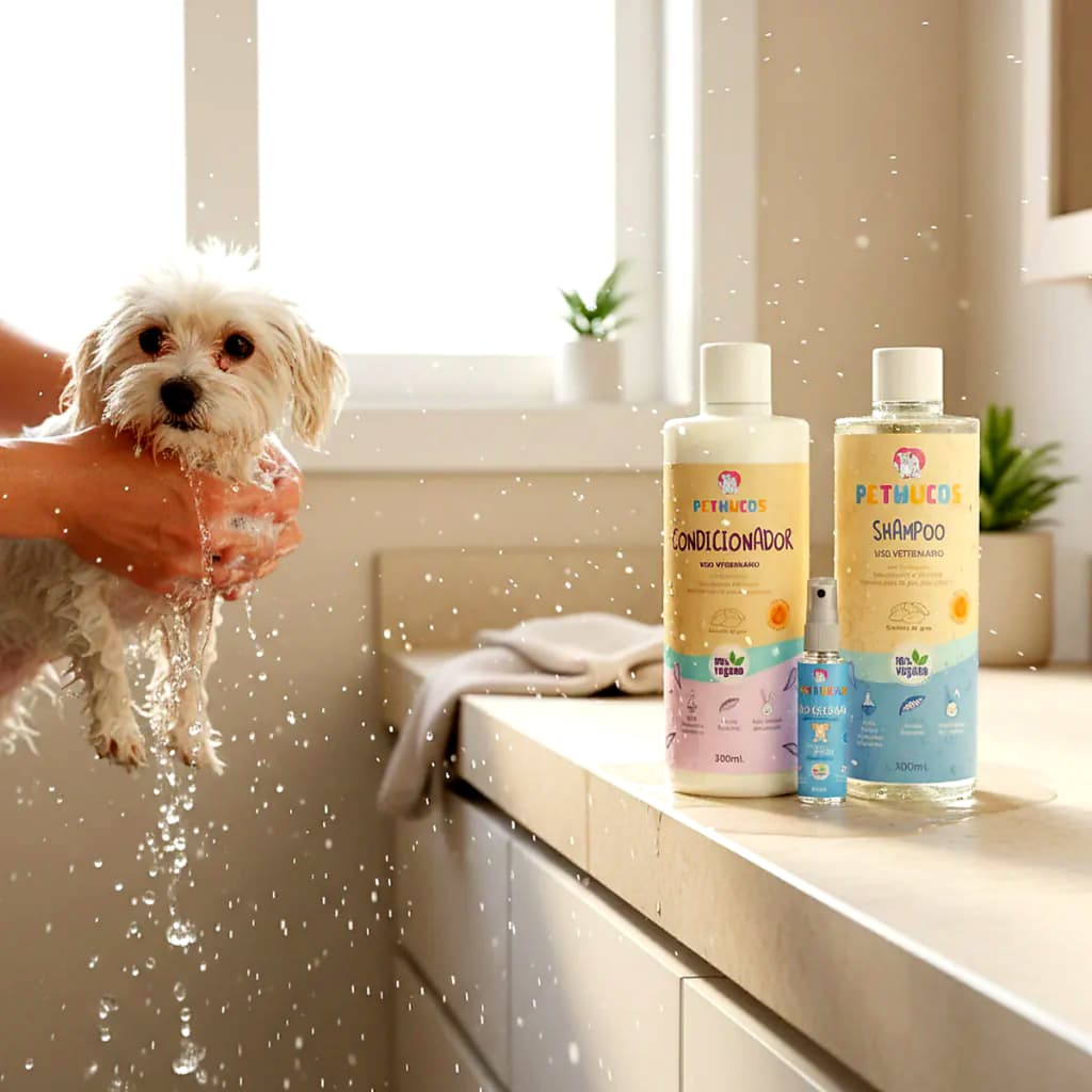 Shampoo Pet Cachorro Kit Banho Shampoo + Condicionador + Deo Colônia Vegano Cheirinho de Bebê