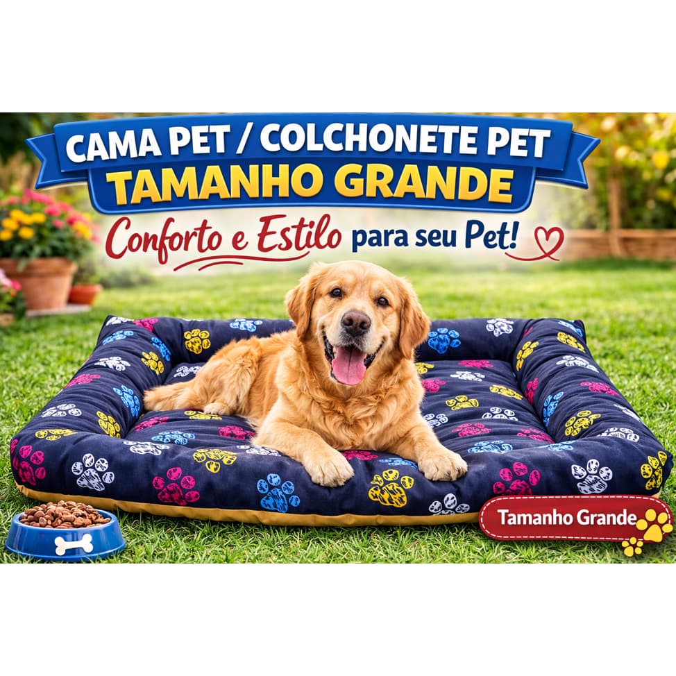 CAMA PET/COLCHONETE PET TAMANHO GRANDE– Conforto e Estilo para seu Pet!