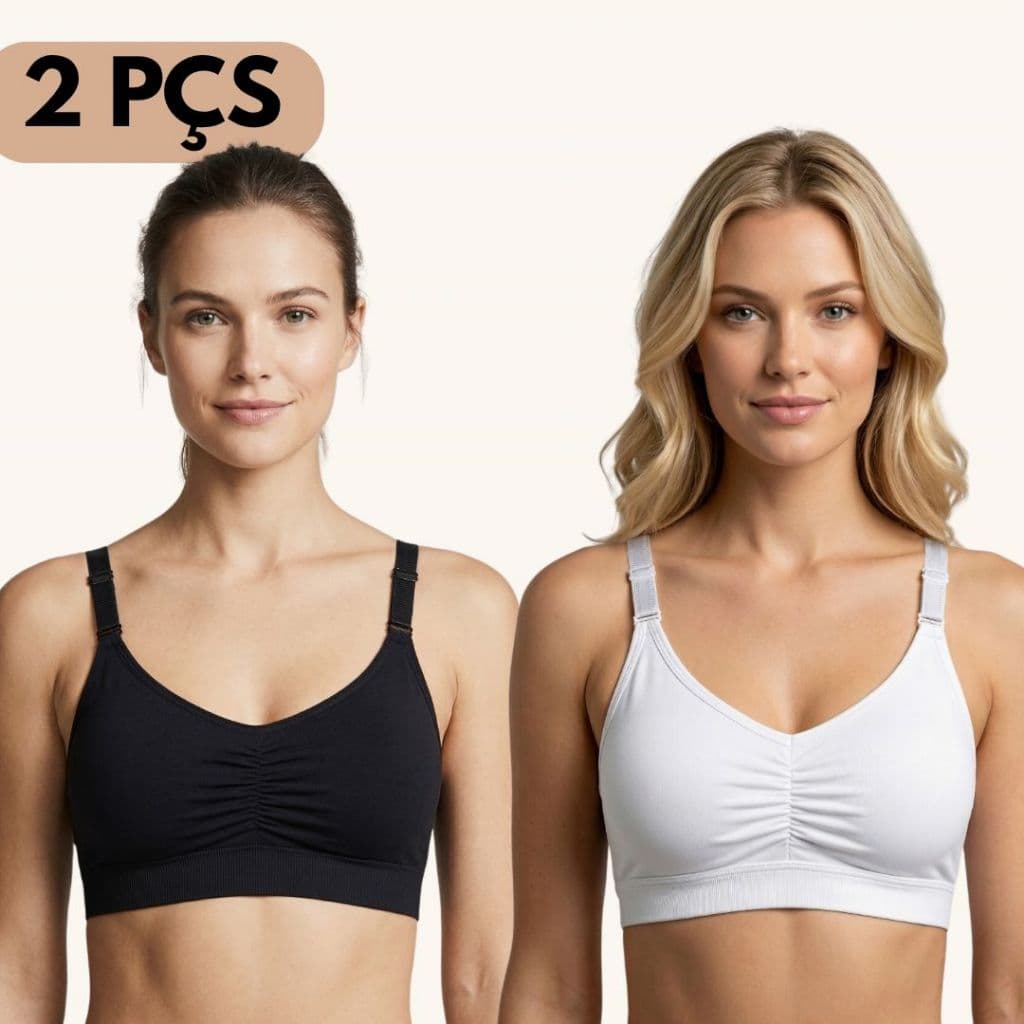 Kit 2 Sutiã Reforçado Bojo Removível Alça Largas Modelo Top Conforto Sutien Topper Feminino Sutian
