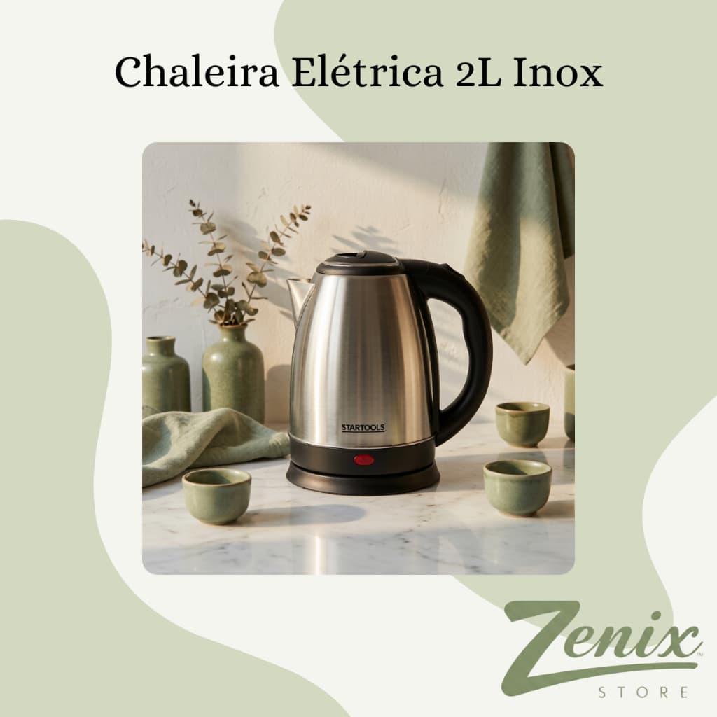 Jarra Chaleira Elétrica Aço Inox 2 Litros Base 360 Graus Café Chá Chimarrão Base Sem Fio