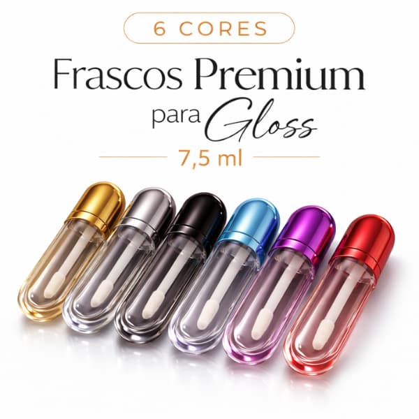 Kit 20 Frascos Premium Para Gloss 7,5ml Tubo Lip Gloss Batom Líquido Embalagem Cosmética Vazio Com Aplicador