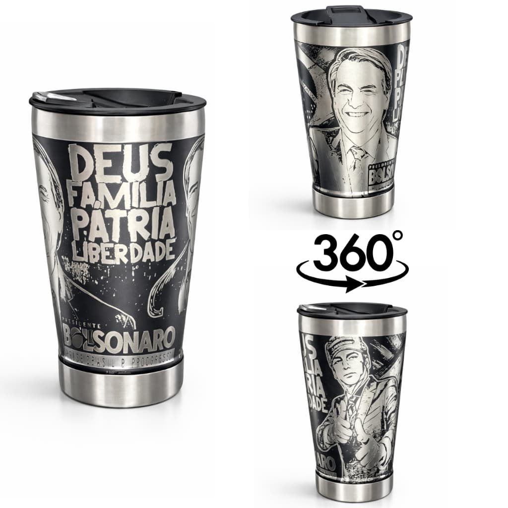 Copo Térmico BOLSONARO Personalização em 360 Graus 473 ML Personalizado Time