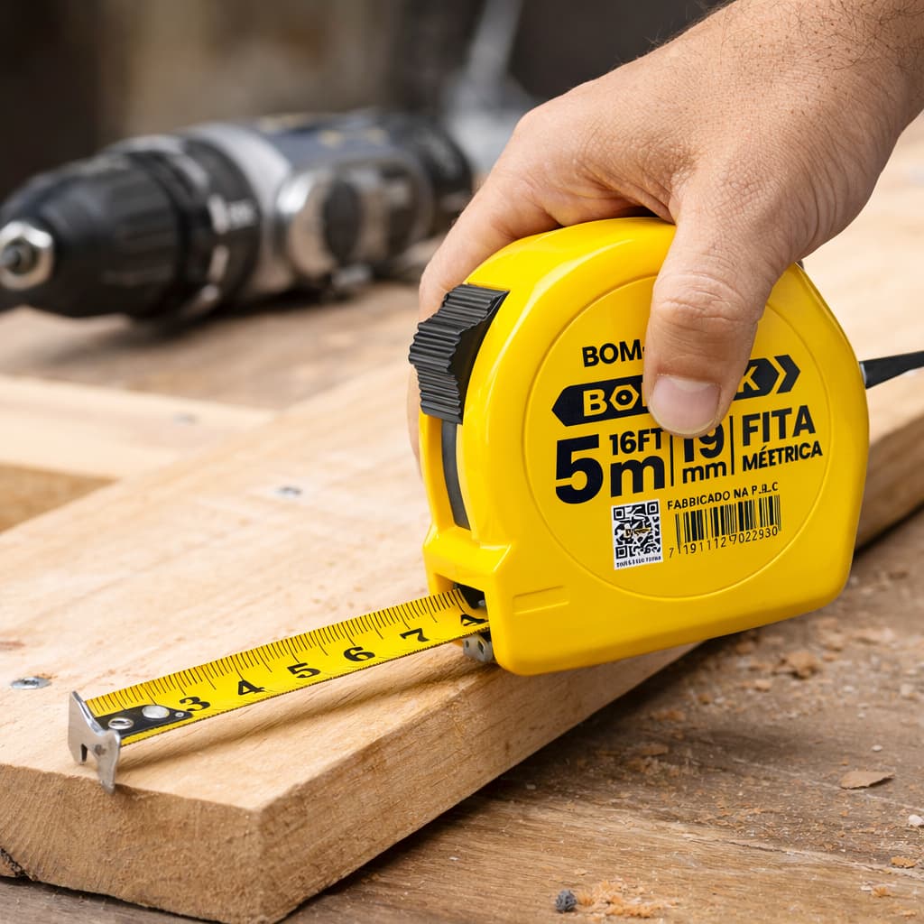 Trena fita metrica de aço 5m Profissional 19mm Trava Tripla Fita de Aço Reforçada Alta Durabilidade