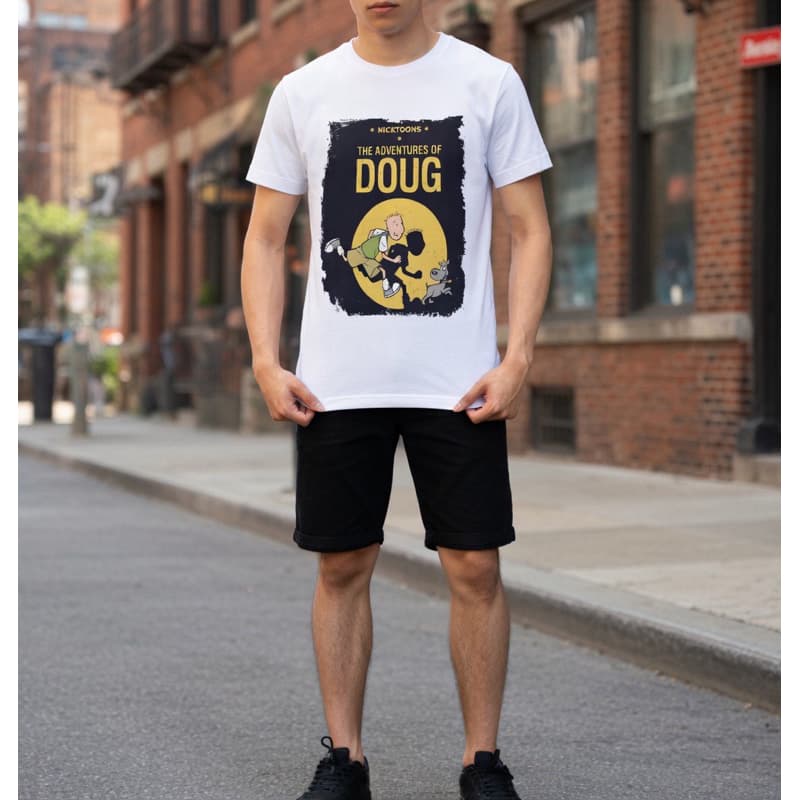 Camiseta Masculina Cinza Desenho Doug Funnie tv anos 90