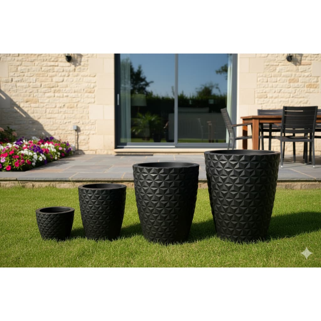 Kit 4 Vasos para Plantas em Polietileno Decorativos Jardim, Sala e Varanda