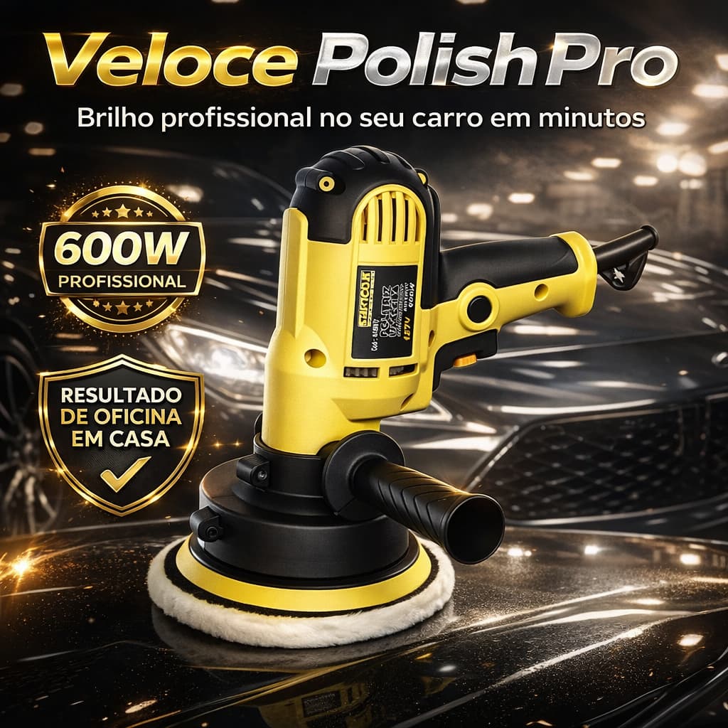 Politriz Automotiva Profissional 600W 127V Polimento Carros Velocidade Variável 3800RPM Disco 125mm