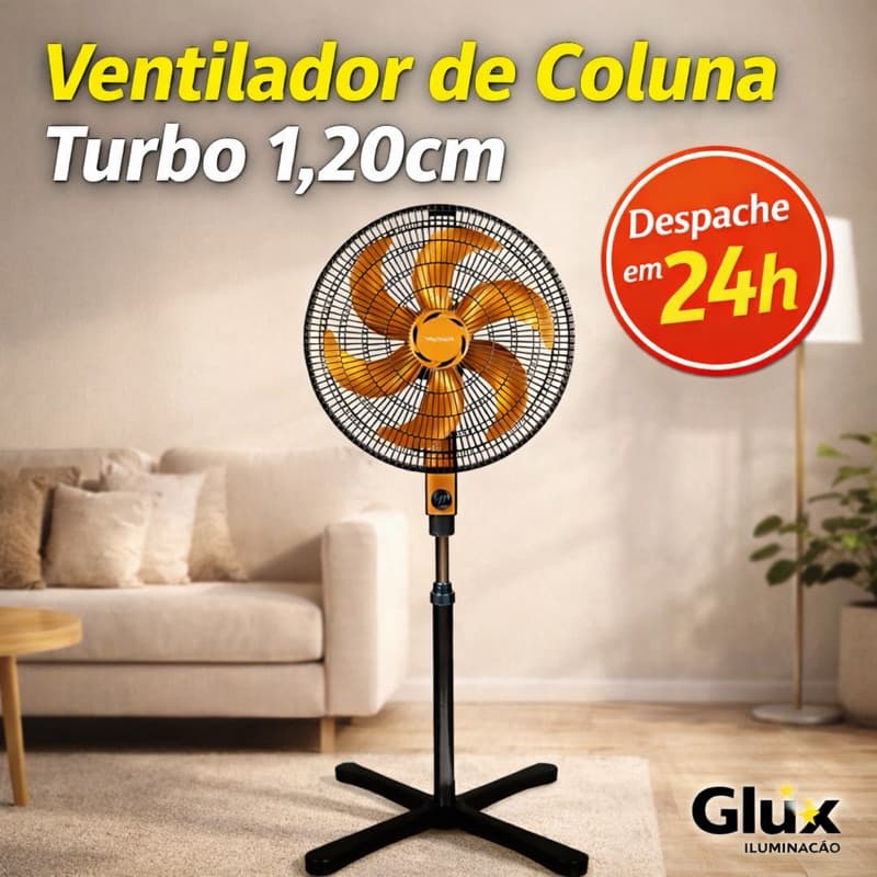 Ventilador de Coluna 40cm Ventimais Turbo 126W Potente Silencioso 127V ou 220V Preto e Bronze