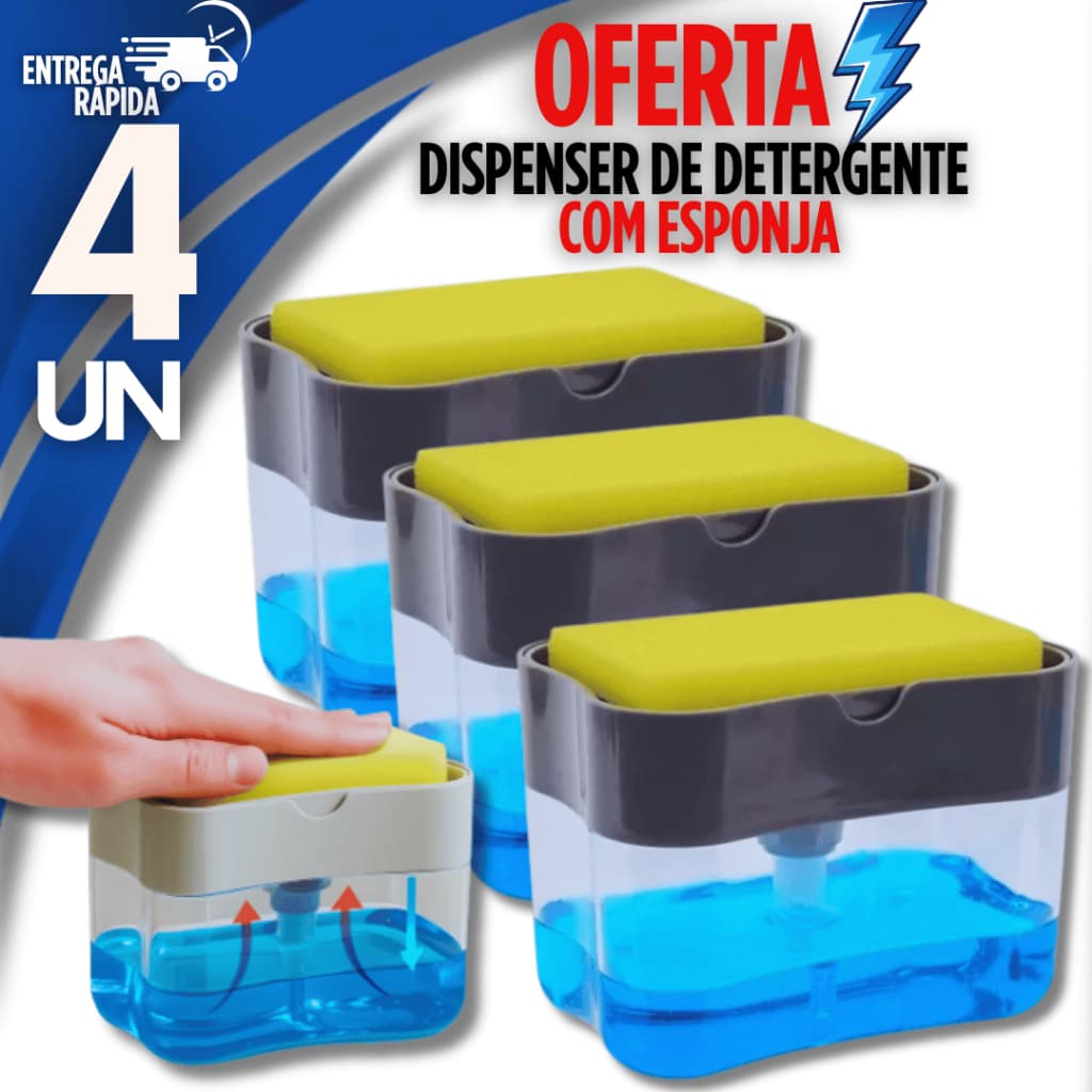 Utensílios Dispenser de Detergente e Sabão Líquido com Esponja Porta Sabão Líquido Utilidades