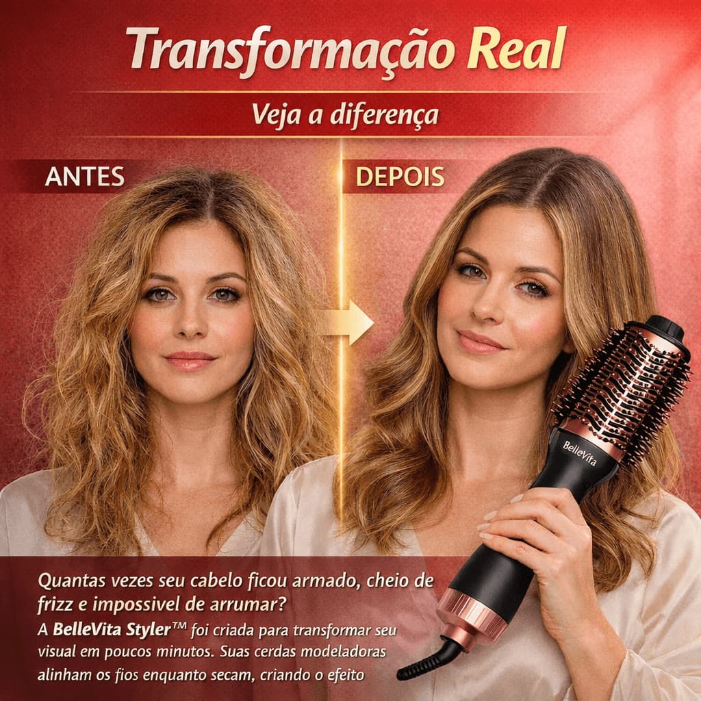Escova Secadora Profissional 1300W Bivolt Secagem Rápida Alisa e Modela Anti Frizz