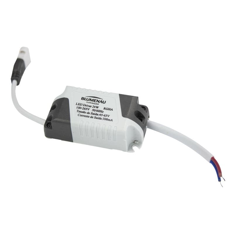 Blumenau Driver / Reator Eletrônico Bivolt 24W para Painel / Plafon LED Alta Eficiência e Proteções 100-240V 50/60 Hz