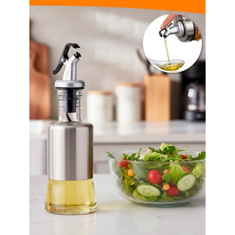 Galheteiro de Vidro 200ml com Dosador Azeite Vinagre Anti Gotejo