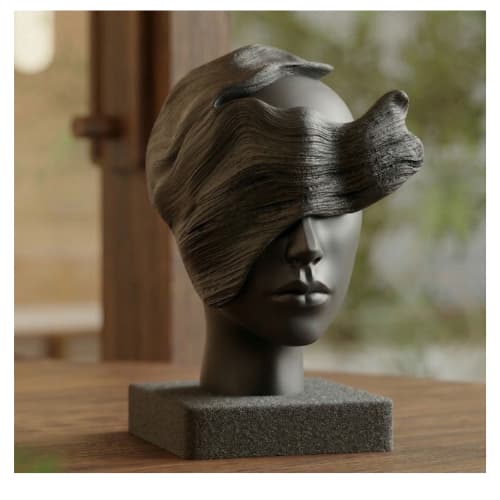 Escultura Estátua Abstrata Adorno Rosto Decorativo Enfeite Decoração Moderno Contemporânea Preto