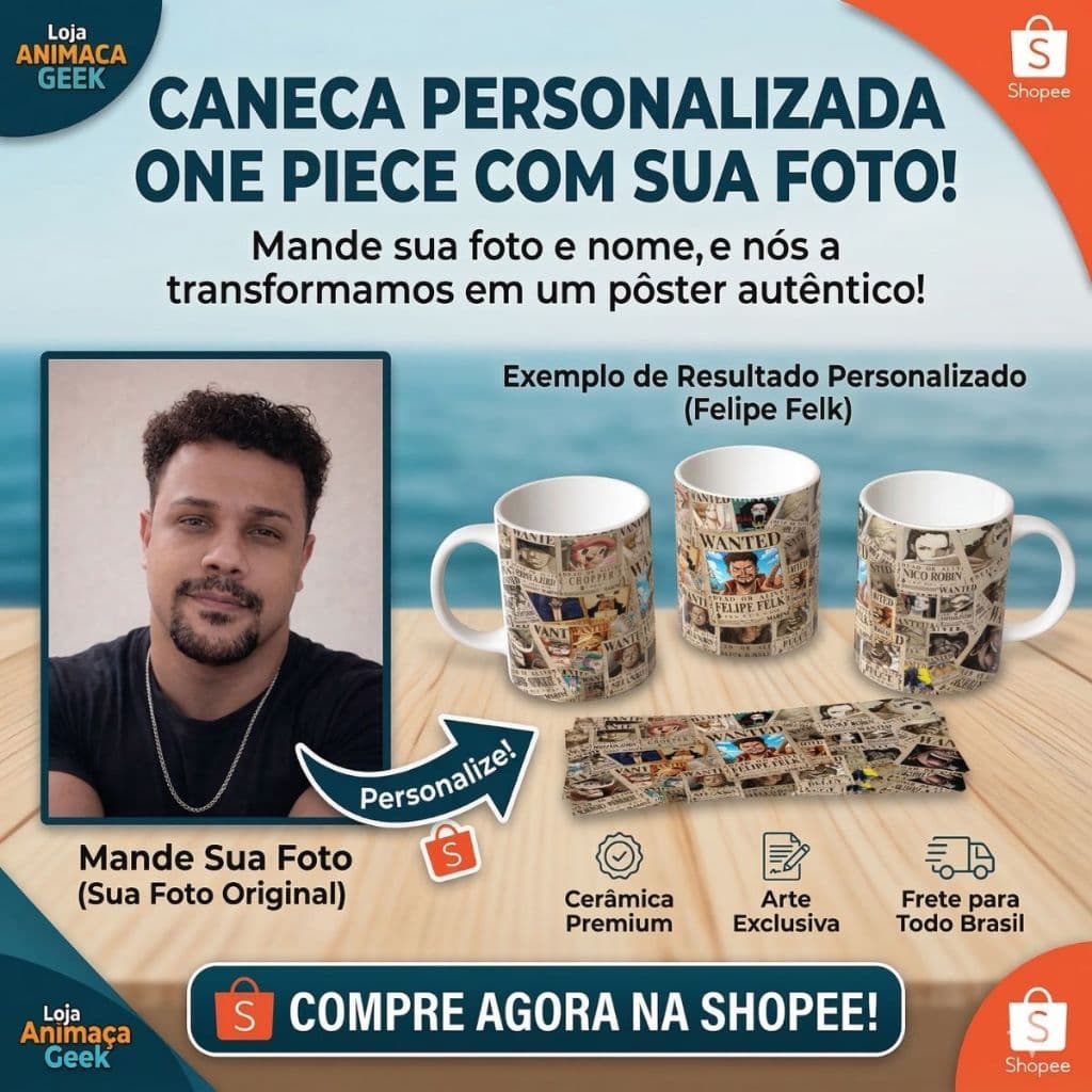 Caneca One Piece Personalizada Cartaz Procurado Nome Geek Nerd Anime Netflix Série Luffy Piratas