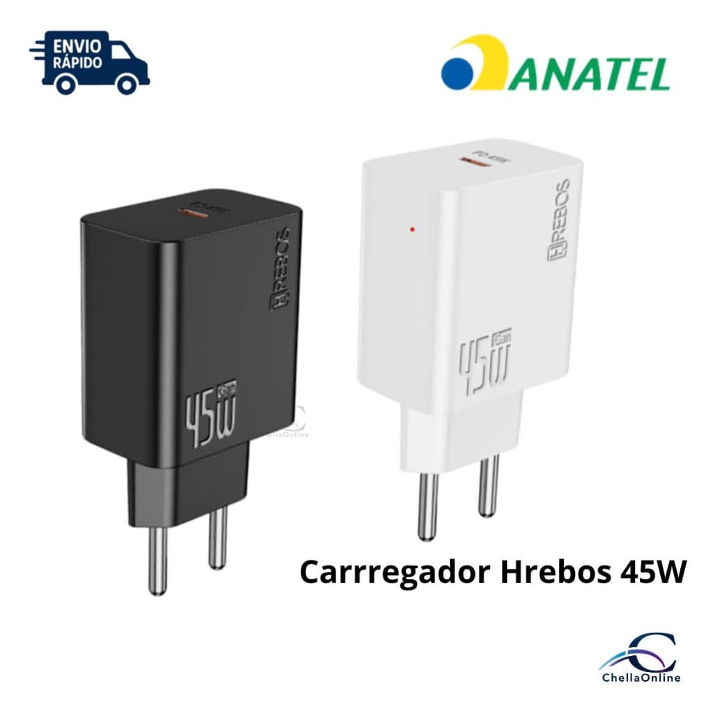 Carregador Ultra Rápido Tipo-C CRG-226 Hrebos Premium | Compatível com Android e iPhone 45W