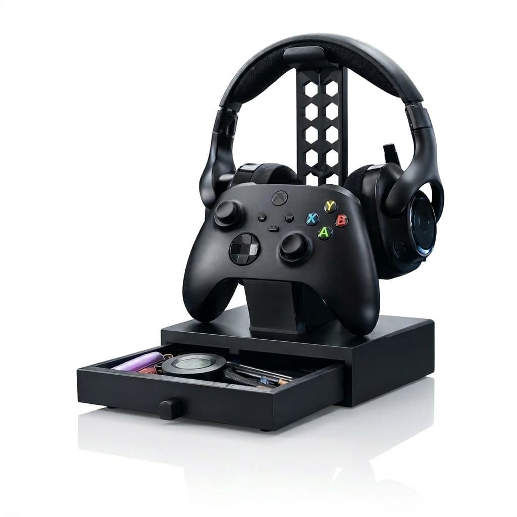 [O MELHOR] Suporte Headset e Controle Modular Xbox PS5 PC + Gaveta Organizadora Storage Premium