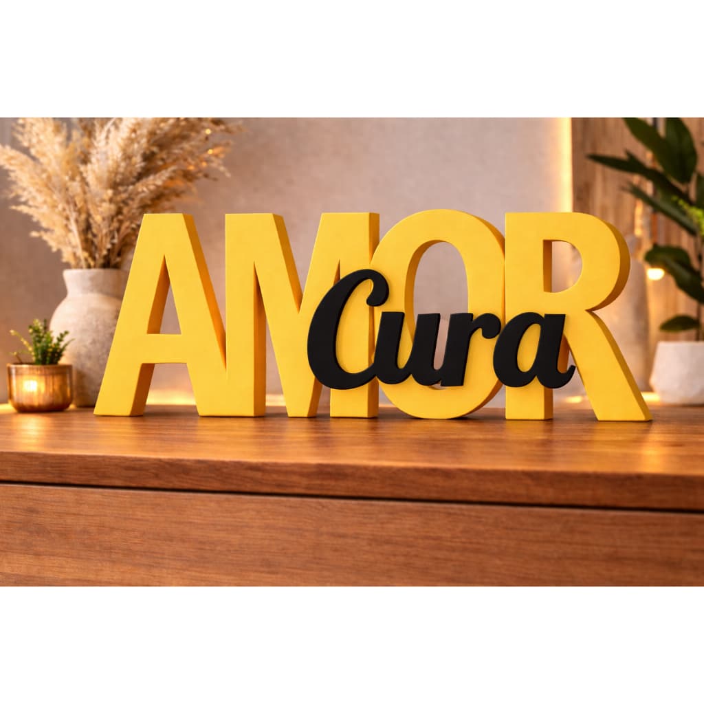 Enfeite Decorativo Amor Cura Moderno para Sala Aparador Mesa