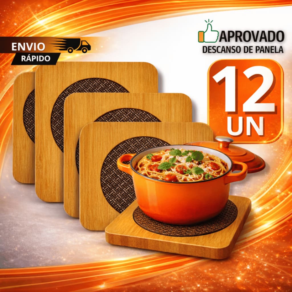 Jogo 12 Descanso de Panela Redondo MDF Apoio Panela Quente Protetor Mesa Madeira Cozinha 14.5CM