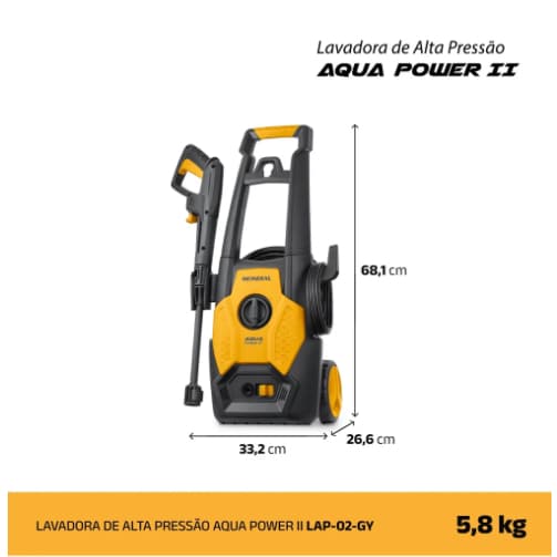 Lavadora de Alta Pressão Mondial 1800 PSI 1500W - Aqua Power II LAP-02-GY 127v