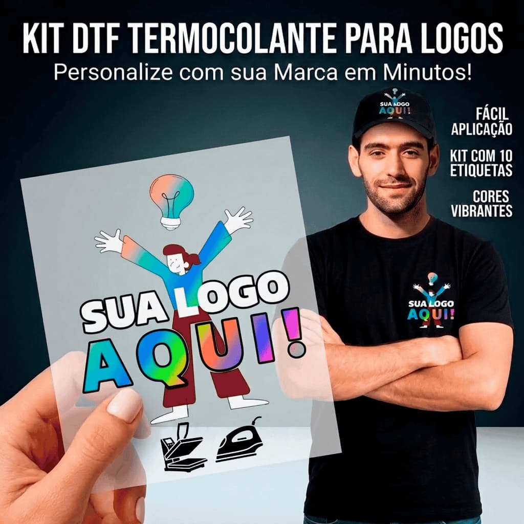 Kit 10 Logotipos Personalizados Termocolantes 8cm Dtf Camiseta Uniforme Equipe Logo Empresa