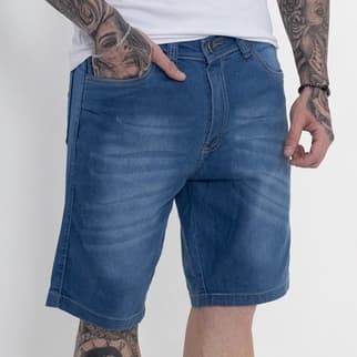 Bermuda Jeans Masculina Confortável Fashion Verão Calor Leve Tendência Moda Estilosa Dia a Dia Flexível Elastano