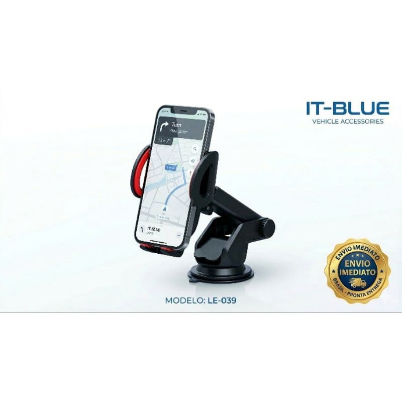 Suporte Celular Carro Universal IT-BLUE LE-039 Braço Extensível Ventosa Silicone Painel Vidro Uber 360°