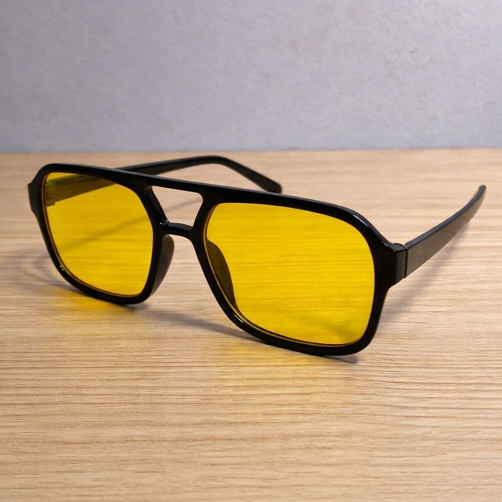 Óculos De Sol Feminino masculino retro moda minimalista lente amarela estilo aviador verão