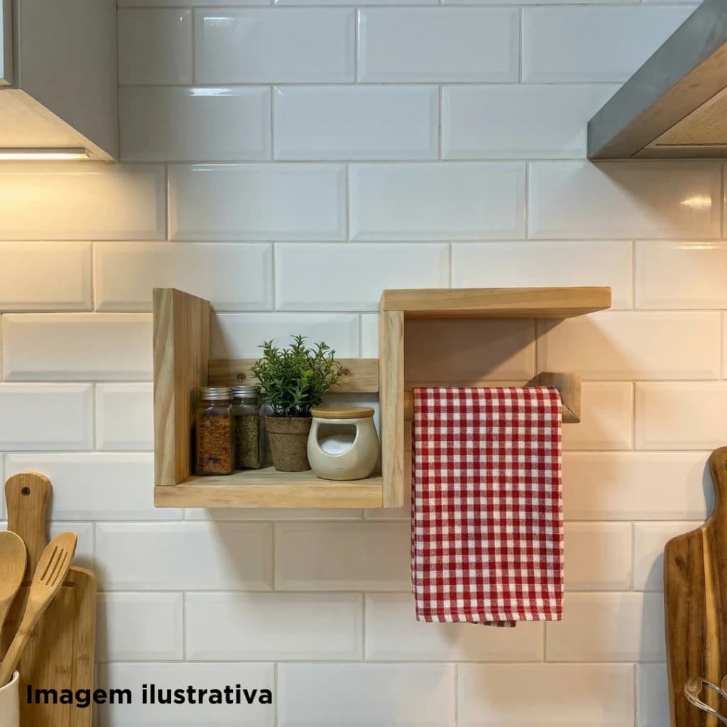 Suporte Pano de Prato Guardanapo Madeira Pinus Decoração Organizador Casa Cozinha