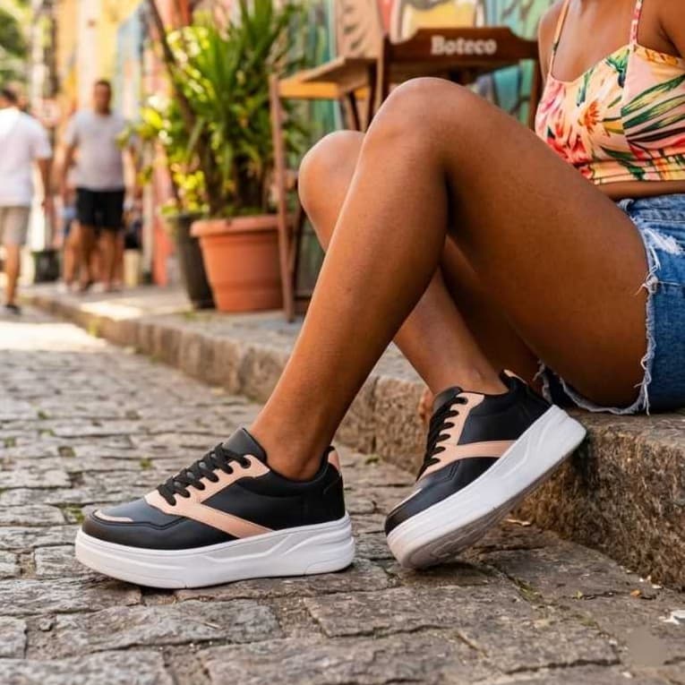 Tênis Feminino Casual Cores Leve Macio Confortável Estilo Dia a Dia Solado Alto Plataforma Qualidade