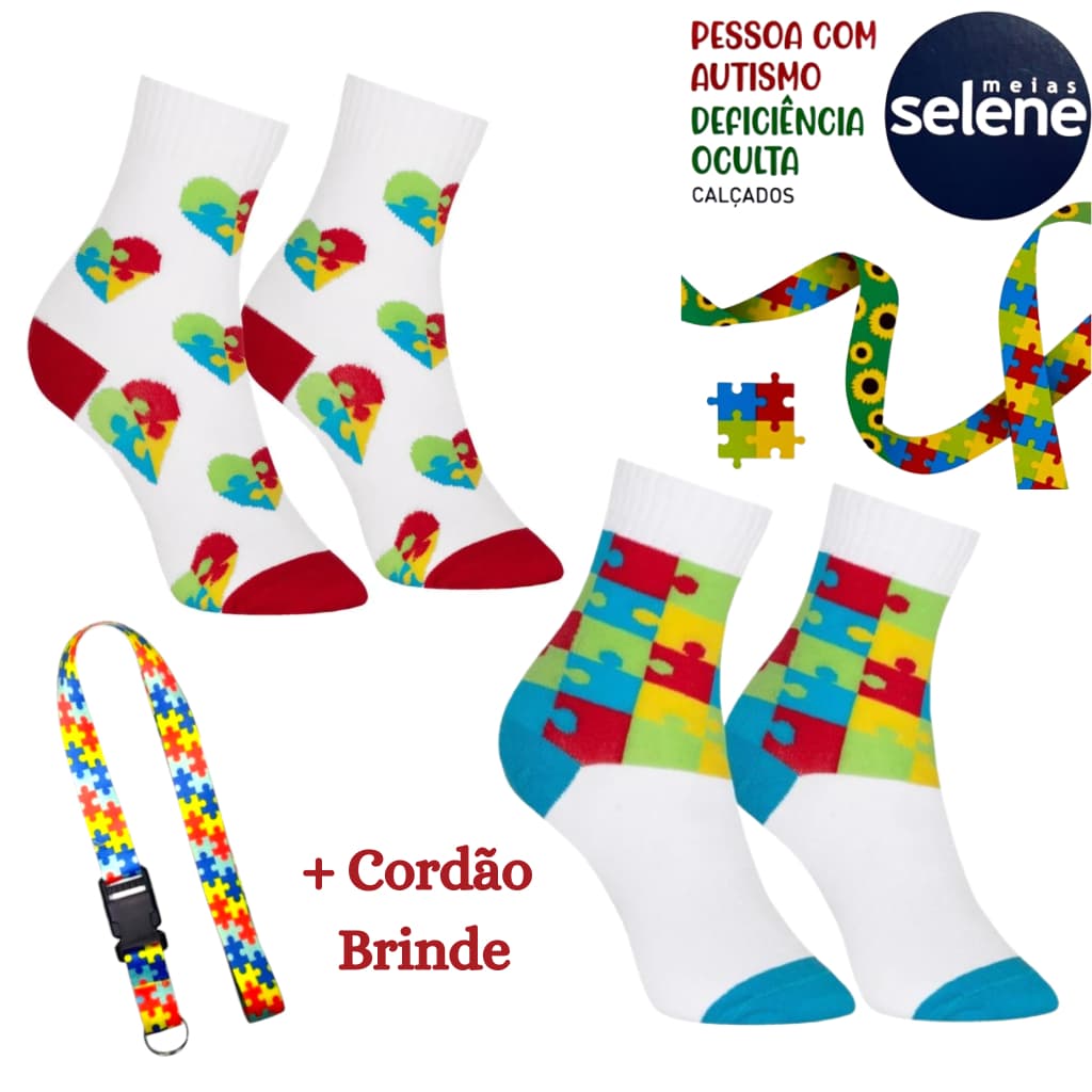 Meia Pessoas com Espectro Autista (TEA) Selene 25 a 38 + Cordão de Brinde